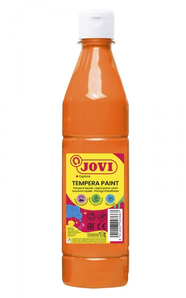 Peinture à la gouache Jovi 500 ml - À base d'eau - Prête à l'emploi - Haute couvrance - Séchage rapide - Excellente fluidité - Adhère à de nombreuses surfaces - Couleur orange
