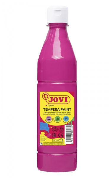 Peinture à la gouache Jovi 500 ml - À base d'eau - Prête à l'emploi - Haute couvrance - Séchage rapide - Excellente fluidité - Adhère à de nombreuses surfaces - Couleur magenta