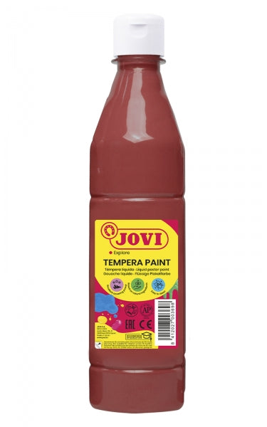 Peinture à la gouache Jovi 500 ml - À base d'eau - Prête à l'emploi - Haute couvrance - Séchage rapide - Excellente fluidité - Adhère à de nombreuses surfaces - Couleur marron