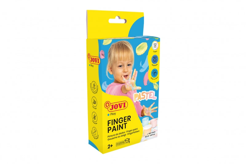 Jovi Finger Paint Estuche de 6 Botes Pintura de Dedos - Ingredientes Naturales - Mezclables - Textura Gelatinosa - Lavable - sin Gluten Ni Alergenos - Color Surtido