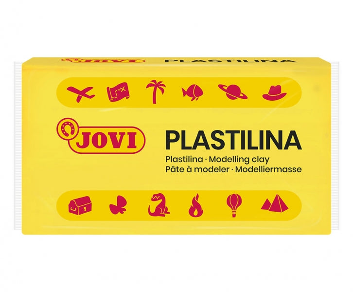 Caixa com 30 tabletes de massa de modelar Jovi de 50g - Muito maleável - Não seca - Sem glúten - Sem alergénios - Não tóxica - Cor amarela