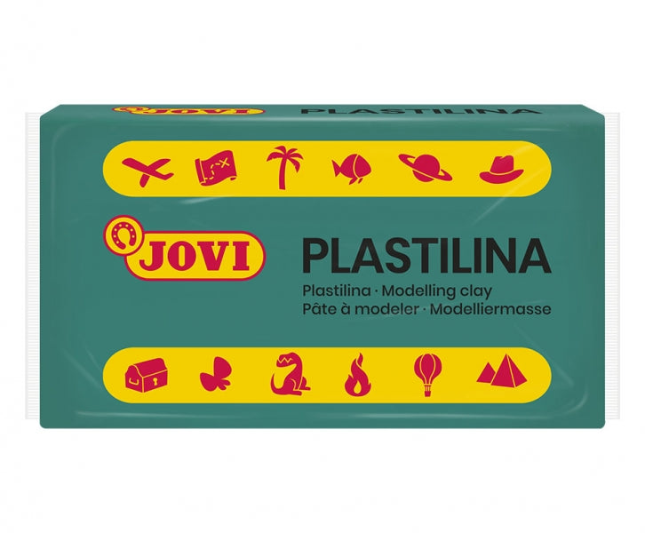 Boîte de 30 tablettes de pâte à modeler Jovi 50 g - Ne durcit pas - Sans gluten - Sans danger - Facile à modeler - Idéale pour les formes volumineuses et les moules - Verte