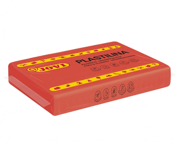 Boîte de 15 tablettes de pâte à modeler Jovi 350 g - Pâte végétale - Ne sèche pas - Sans gluten - Sans danger - Facile à modeler - Idéale pour les grandes figurines - Couleur rouge