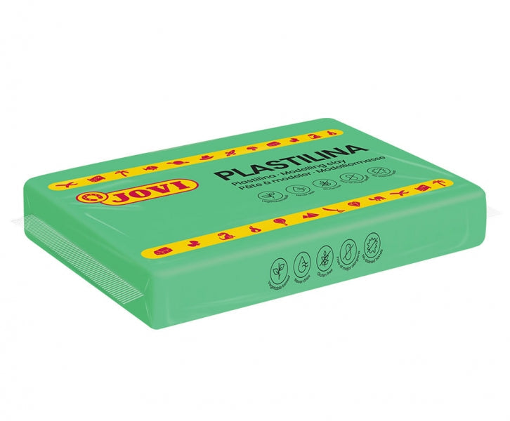 Boîte de 15 tablettes de pâte à modeler Jovi 350 g - 100 % végétale - Très malléable - Ne sèche pas - Sans gluten - Sûre et non toxique - Verte