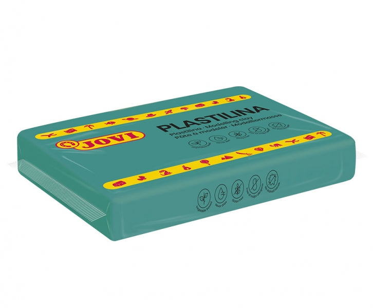 Boîte de 15 tablettes de pâte à modeler Jovi 350 g - Pâte végétale - Ne sèche pas - Sans gluten - Sans danger - Facile à modeler - Idéale pour les figurines en 3D - Verte