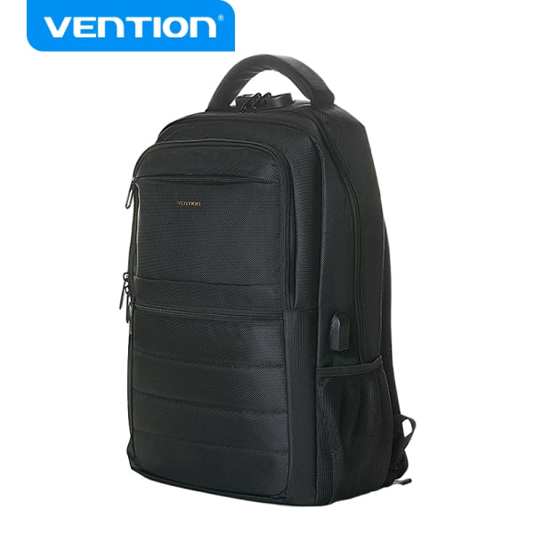 Sac à dos Vention TechPro SecurePack - Compatible avec les ordinateurs portables jusqu'à 17 pouces - Port USB - Fermeture éclair à combinaison - Imperméable - Noir