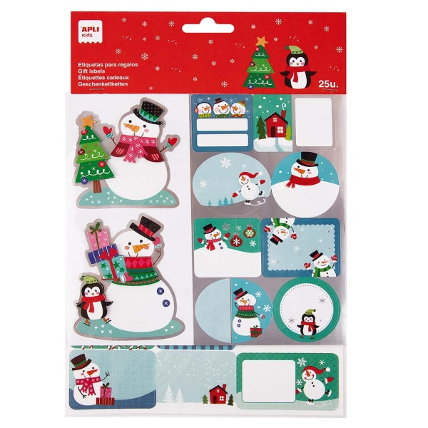 Apli Pack de 50 Etiquetas Adhesivas Navideñas para Regalos - Tamaños y Diseños Surtidos - Espacio para Escribir - Prinkweb