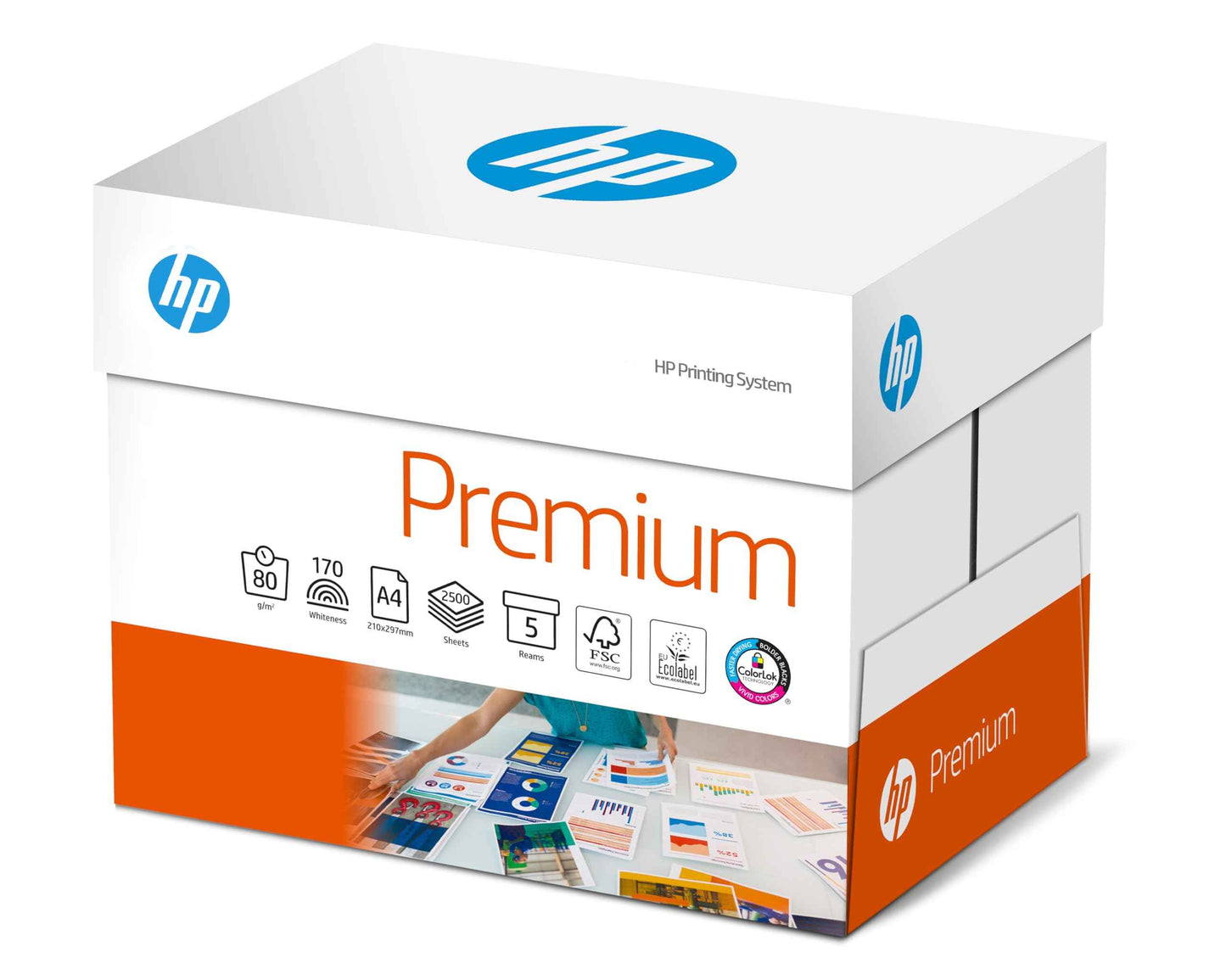HP Premium Papel A4 80gr 210x297mm (500 Hojas) Blanco - Cantidad: 5