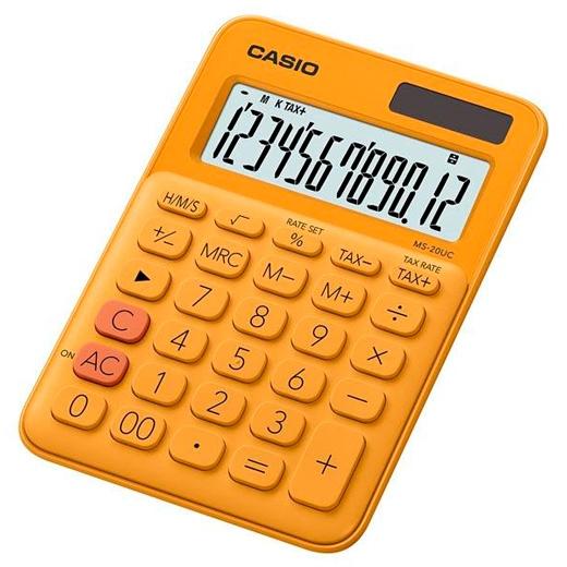 Calculatrice de bureau Casio orange 12 chiffres MS-20UC