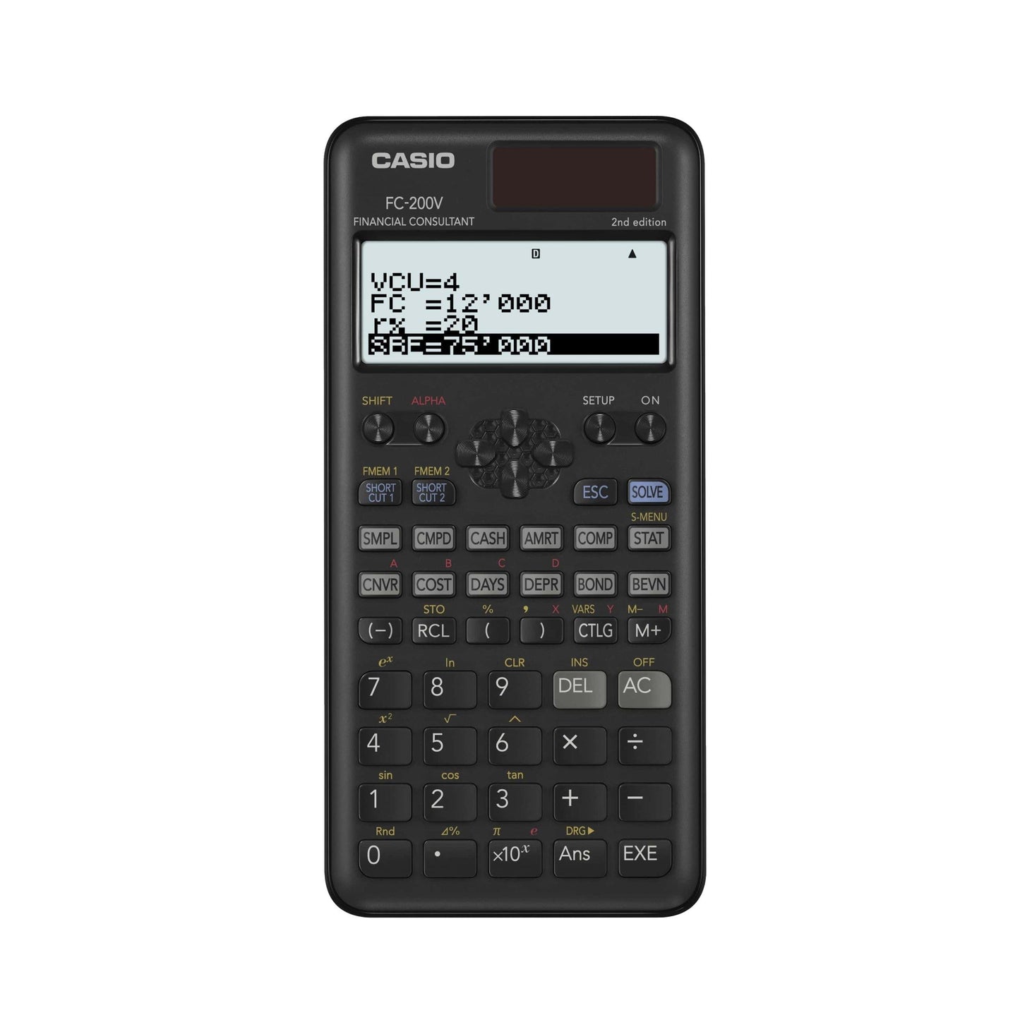 Calculatrice scientifique Casio, alimentée par piles et énergie solaire, programmable, écran LCD 4 lignes, 10+2 et 15 chiffres