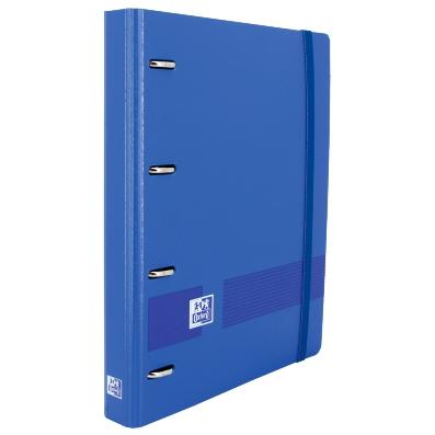 Pasta Oxford com argolas de 4 x 35 mm, modelo Live&Go, estilo europeu, com rotação de 360º e recarga de 100H, tamanho A4+ (5 x 5 polegadas), capa em poliestireno expandido azul marinho.