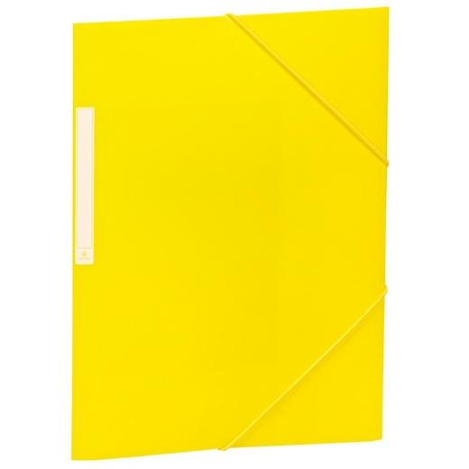 Pasta de 3 abas, tamanho A4, com blocos elásticos, polipropileno amarelo opaco.