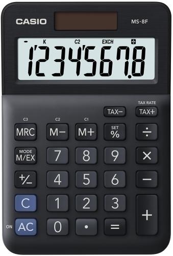 Calculadora de secretária Casio MS-8F, preta, 8 dígitos