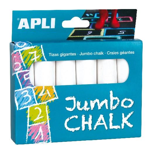 APLI TIZAS GIGANTES JUMBO Ø25X105MM BLANCO CAJA 6 UD - Prinkweb