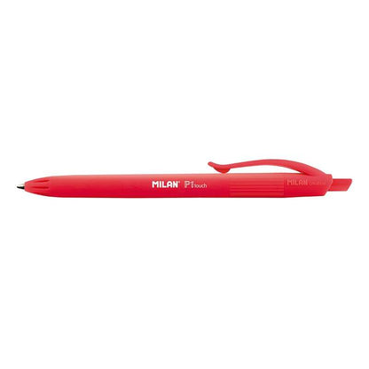 Caneta esferográfica retrátil Milan P1 Touch - Ponta redonda de 1 mm - Tinta à base de óleo - Escrita suave -