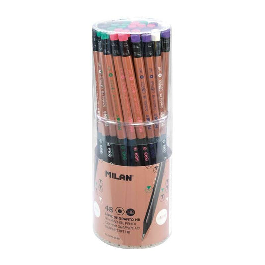 Lápis de grafite hexagonal Milan Copper com borracha - Grafite HB de 2,2 mm - Resistente à quebra - Para