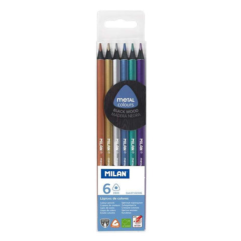Milan Lapices Triangulares de Colores Metalizados - Mina 2.9mm - Ergonomicos - Resistente
