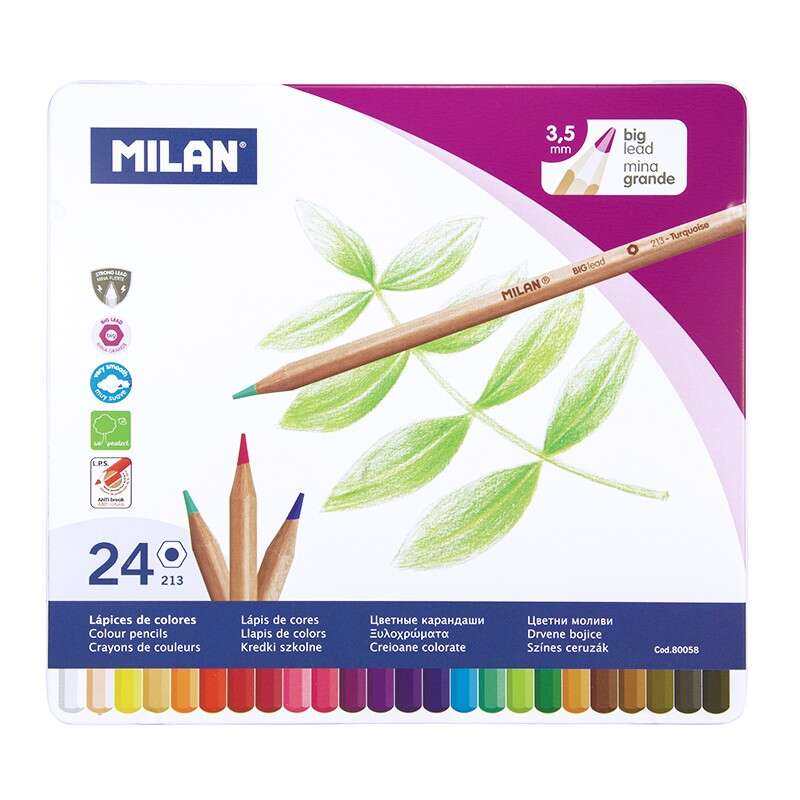 Milan Lapices Hexagonales de Colores - Mina gruesa 3.5mm - Trazo Uniforme - Resistente a