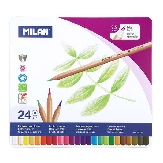 Milan Lapices Hexagonales de Colores - Mina gruesa 3.5mm - Trazo Uniforme - Resistente a