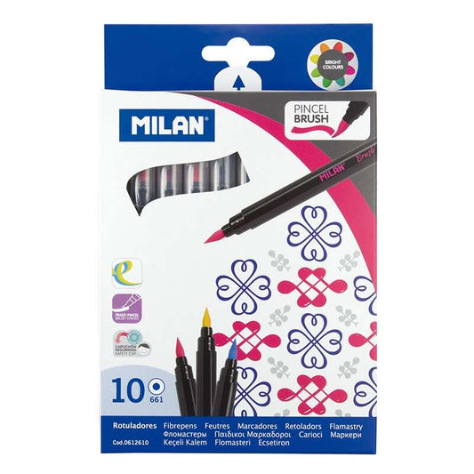 Milan Rotuladores con Punta de Pincel - Trazo de 0.5 a 4mm - Tinta a Base de Agua - Mezcl