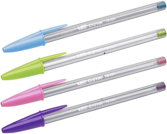 Caneta Esferográfica Bic Cristal Fun - Ponta Redonda de 1,6 mm - Espessura da Linha de 0,42 mm - Tinta à Base de Óleo