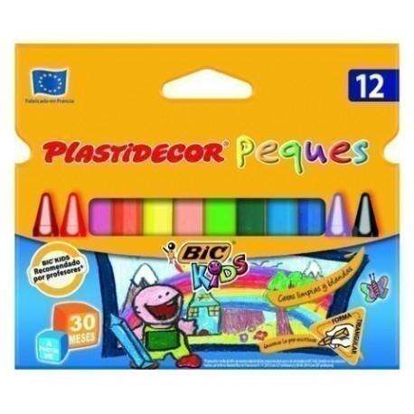 Bic Kids Plastidecor Peques Caixa com 12 lápis de cera triangulares - Ideal para crianças pequenas - Textura macia - Não mancha 