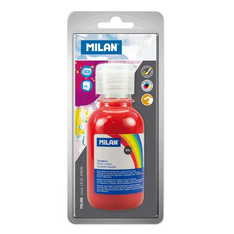 Tinta têmpera Milan, frasco de 125ml - Secagem rápida - Tampa doseadora - Misturável - Vermelho Vermelhão 