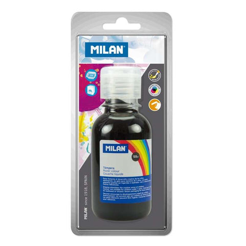 Frasco de tinta têmpera Milan 125ml - Tampa doseadora - Secagem rápida - Misturável - Preto - Quantidade: 3