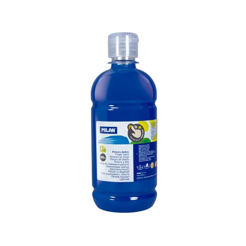 Flacon de peinture à doigts Milan - 500 ml - Application facile - Mélangeable - Bleu 