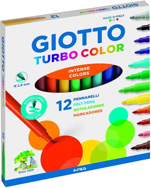 Giotto Turbo Color Rotuladores - Punta Fina 2.8 mm. - Tinta al Agua - Lavable - Colores S
