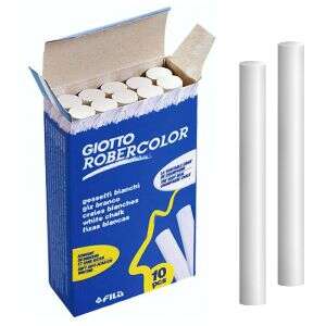 Giotto Robercolor Embalagem de 10 gizes redondos brancos - Testado dermatologicamente - Compacto e resistente