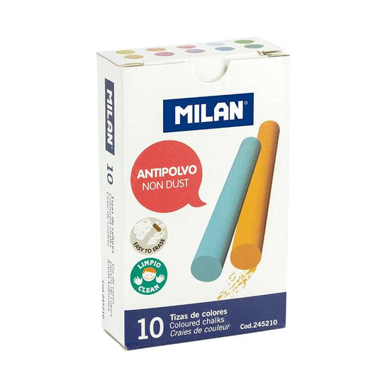 Milan Tizas de Colores - Redondas - Antipolvo - No Contienen Caseina ni Yeso - Colores Su