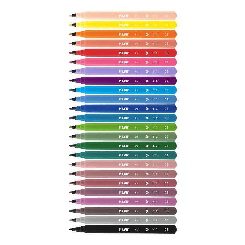 Milan Rotuladores Triangulares - Punta Fina Conica 2mm - Tinta al Agua - Lavable - Colore