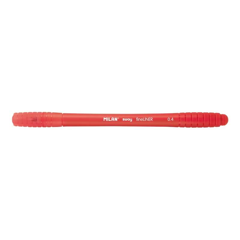 Milan Sway Fineliner Rotulador - Punta Fina 0.4mm - Ergonomico - Tinta al Agua - Color Rojo - Prinkweb