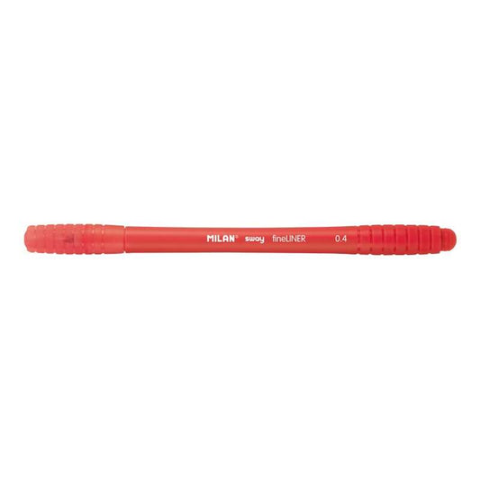 Milan Sway Fineliner Rotulador - Punta Fina 0.4mm - Ergonomico - Tinta al Agua - Color Rojo - Prinkweb