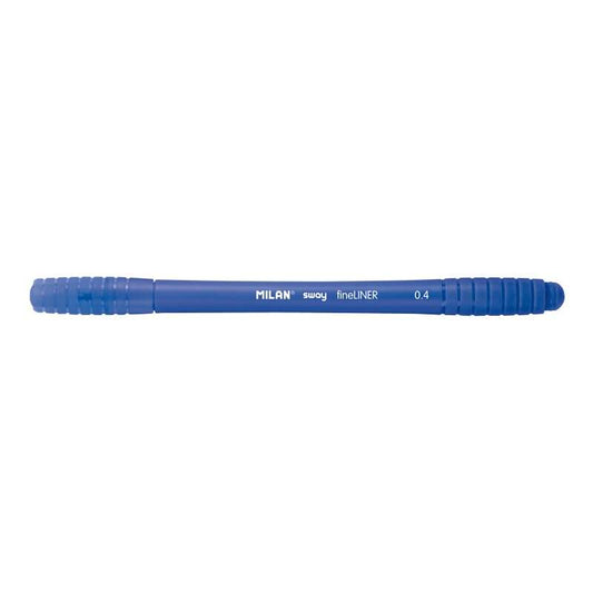 Caneta de ponta fina Milan Sway - Ponta fina de 0,4 mm - Ergonómica - Tinta à base de água - Azul