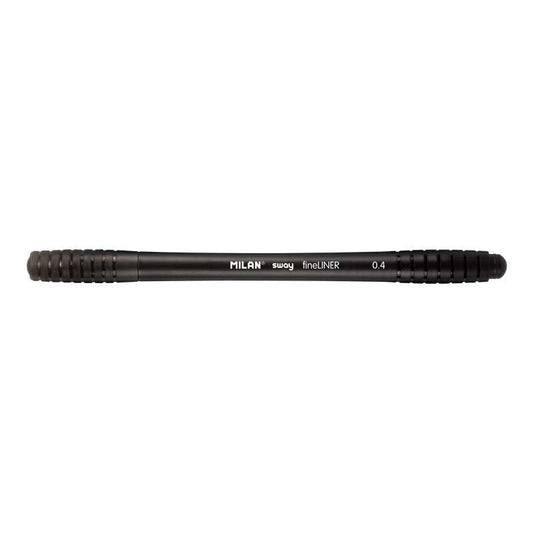 Caneta de ponta fina Milan Sway - Ponta fina de 0,4 mm - Ergonómica - Tinta à base de água - Preta