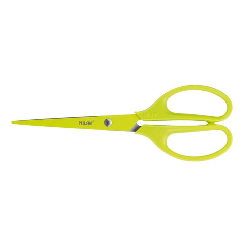 Tesoura de escritório Milan Acid com lâmina em aço inoxidável - Cabo simétrico em plástico - Comprimento 17 cm - Amarelo 