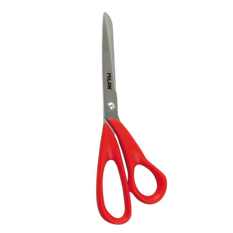 Tesoura de escritório Milan com lâmina em aço inoxidável - Cabo em plástico vermelho - Comprimento 20 cm - Cor vermelho 
