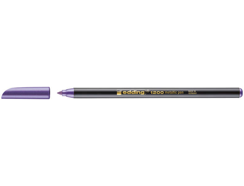 Feutre Edding 1200 - Pointe ronde - Largeur de trait : 1 mm - Encre à base d'eau - Violet métallisé