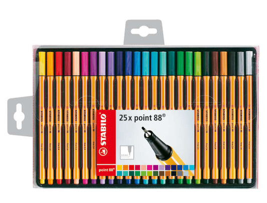 Stabilo Point 88 Rotuladores de Punta Fina de Fibra - Trazo de 0.4 mm - Tinta con Base de
