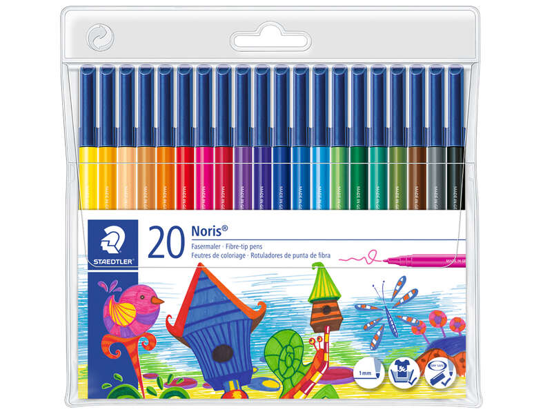 Marcador Staedtler Noris 326 de ponta fina - Resistente à pressão - Tinta à base de água - Colorido