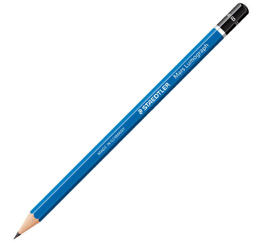 Lápis de grafite hexagonal Staedtler Mars Lumograph 100 - Mina B ultra-resistente de 2 mm - Madeira