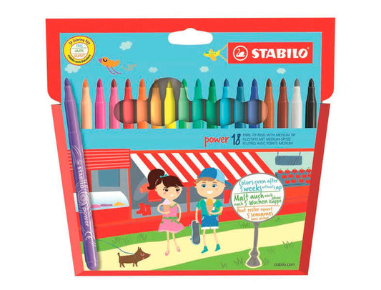 Stabilo Power Rotuladores de Colores - Punta Media de 2mm - Tinta Lavable - Capuchon Vent