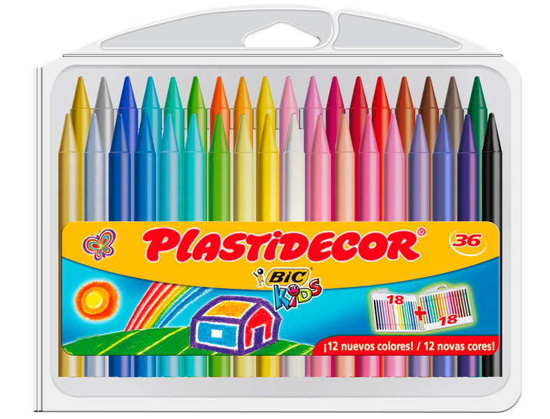 Boîte de 36 crayons Bic Kids Plastidecor - Extra résistants - Faciles à tailler - Ne tachent pas