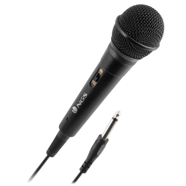 Microfone NGS Singer Fire - Botão Ligar/Desligar - Conector de 6,3 mm - Cabo de 3 m - Preto 