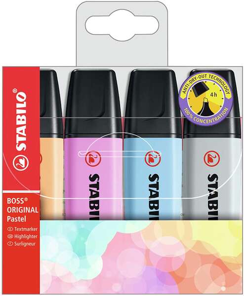 Stabilo Boss 70 Pastel Marcadores Fluorescentes - Trazo entre 2 y 5mm - Recargable - Tinta