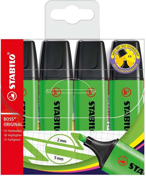 Stabilo Boss 70 Marcadores Fluorescentes - Trazo entre 2 y 5mm - Recargable - Tinta con Ba