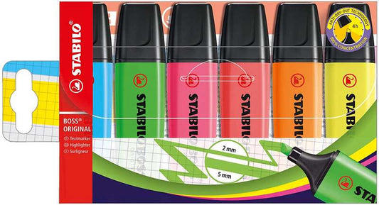 Stabilo Boss 70 Marcadores Fluorescentes - Trazo entre 2 y 5mm - Recargable - Tinta con Ba