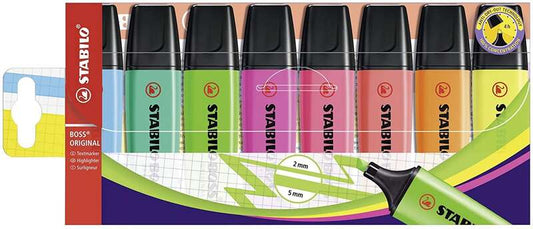 Stabilo Boss 70 Marcadores Fluorescentes - Trazo entre 2 y 5mm - Recargable - Tinta con Ba